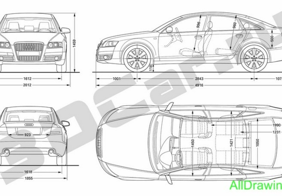 Audi A6 (2008) (Ауди А6 (2008)) - чертежи (рисунки) автомобиля